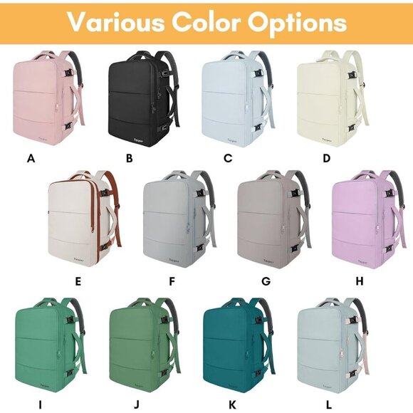 〽️Women Trendy Carry On Backpack Purple with Shoe Pouch & USB Charging Port main image 8